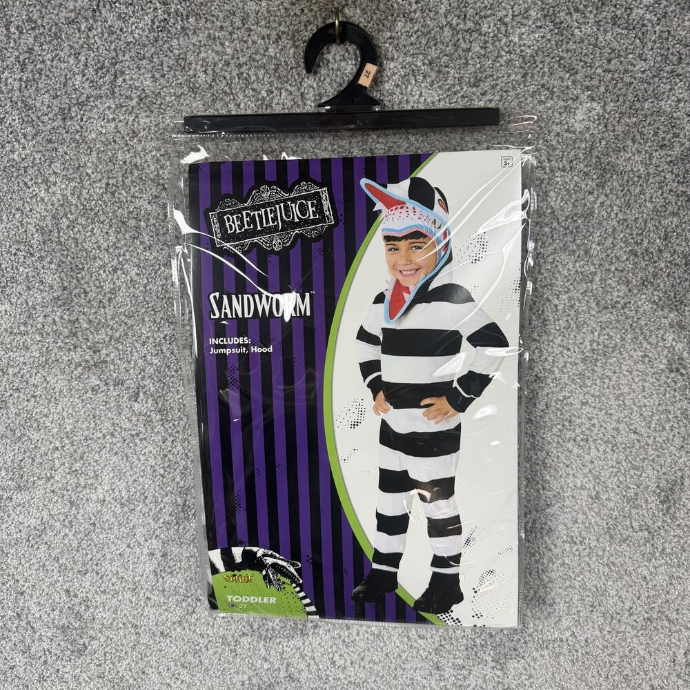 Spirit Beetlejuice Sandworm Costume Boys 2T Black Hooded Jumpsuit Halloween